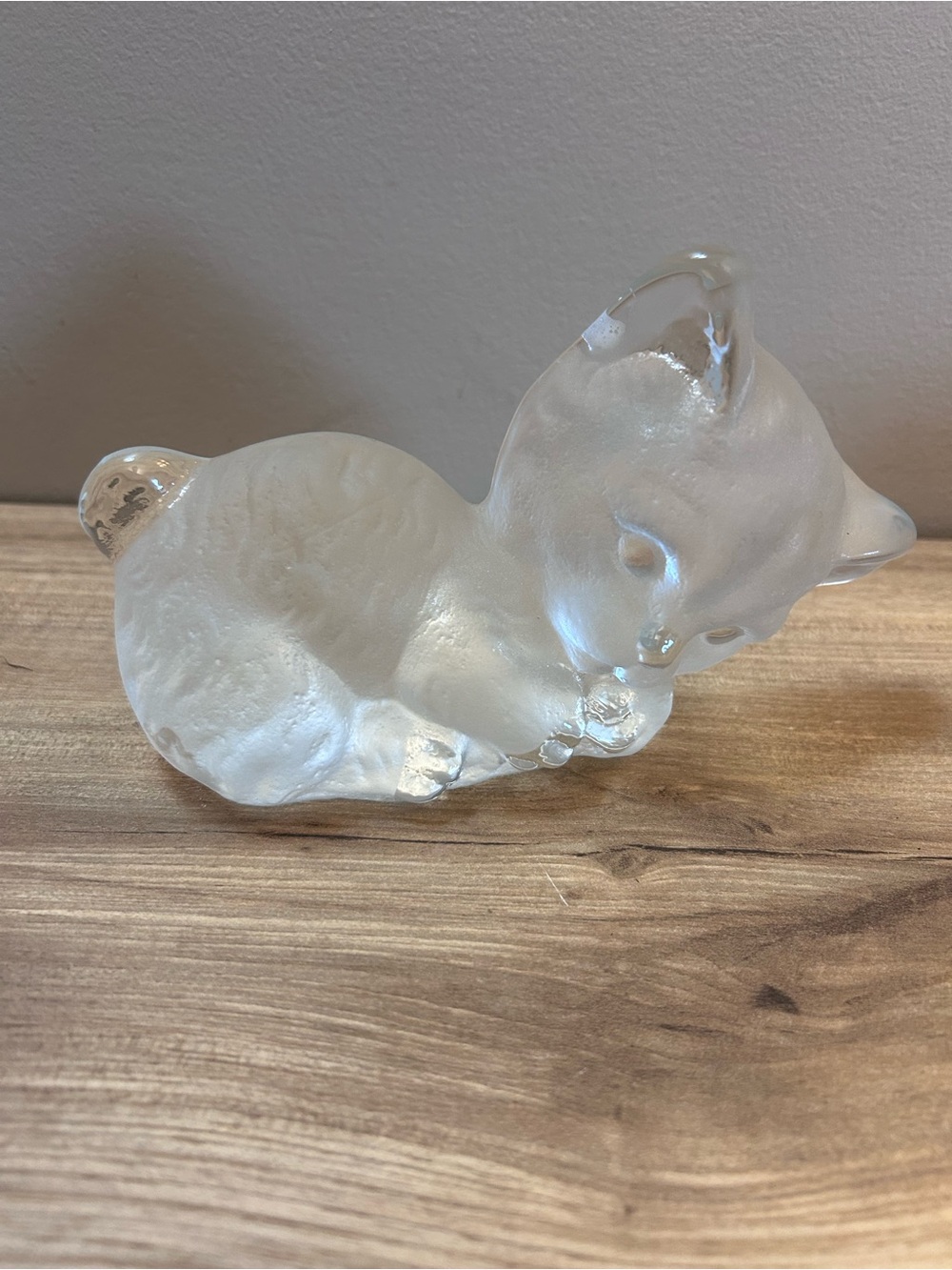 Frosted Clear Glass Cat Sculpture - Decorative Home Accent Viking Glass